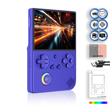 Fingerevo Rg40Xxv Handheld Game Console 4.0-In 640 * 480 Ips Oca Screen 3200Mah 64Bit System Rg 40Xxv Blue