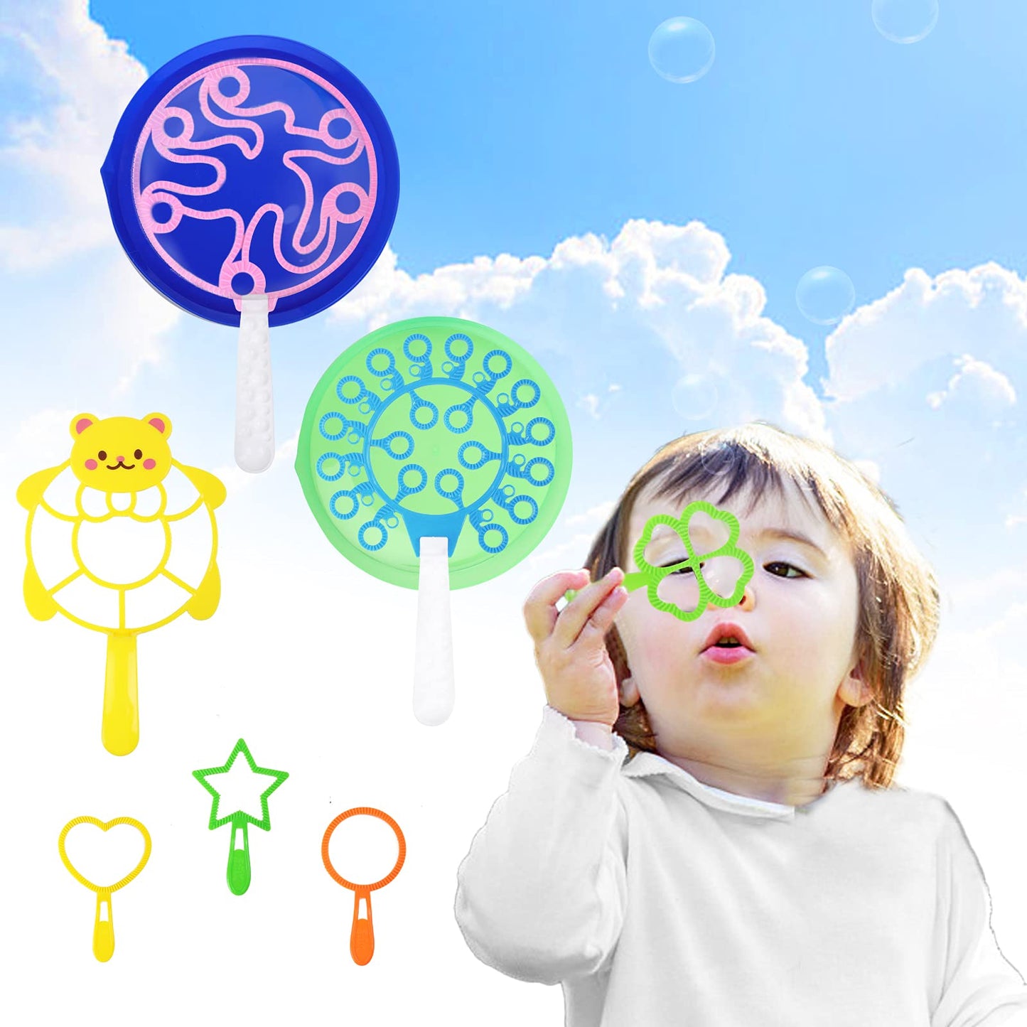 Bubble Wands Set, 28 Pcs Large Bubble Wand With Tray, Great For Kids Summer Outdoor Bubble Party Favors