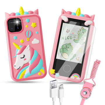 Kids Smart Phone Toys, Touchscreen HD Dual Camera Cell Unicorn Phone for Kids,Travel Toy Preschool Learning Toy for Kids,Christm