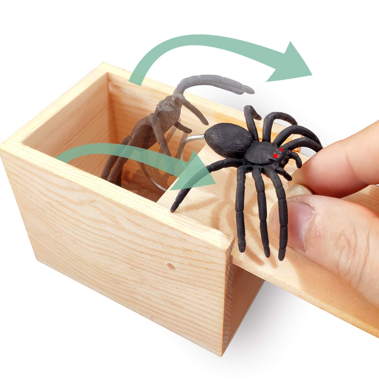 Giioasa Rubber Spider Prank Surprise Box,Handcrafted Wooden Surprise Box, Fun Practical Surprise Joke Boxes,Spiderbox-Single