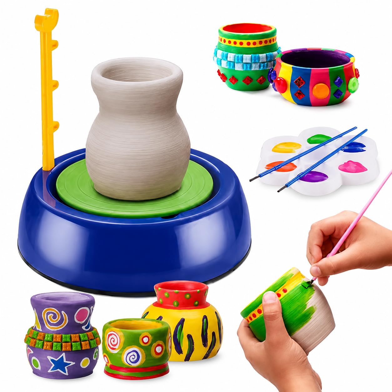 GoyalS Kids Pottery Wheel Kit  Battery Operated Pottery Wheel & Painting Kit For Beginners With Modeling Clay, Sculpting Clay 