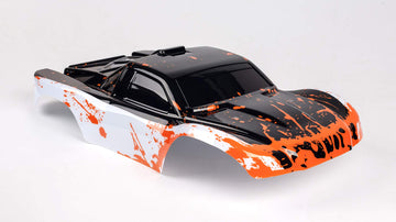 SummitLink Compatible Custom Body Muddy Orange Over White/Black Replacement for 1/10 Scale RC Car or Truck (Truck not included) 