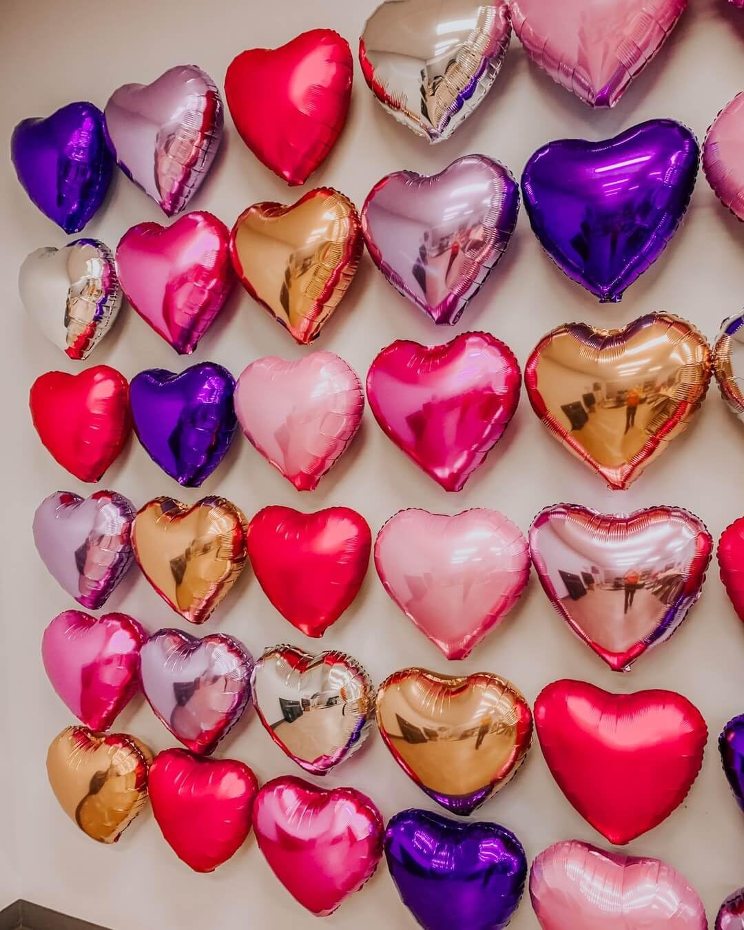 Hot Pink Heart Shaped Balloons Pack Of 12,18 Inch Silver Love Valentine Balloons Pink Heart Romantic Balloons For Valentines Day