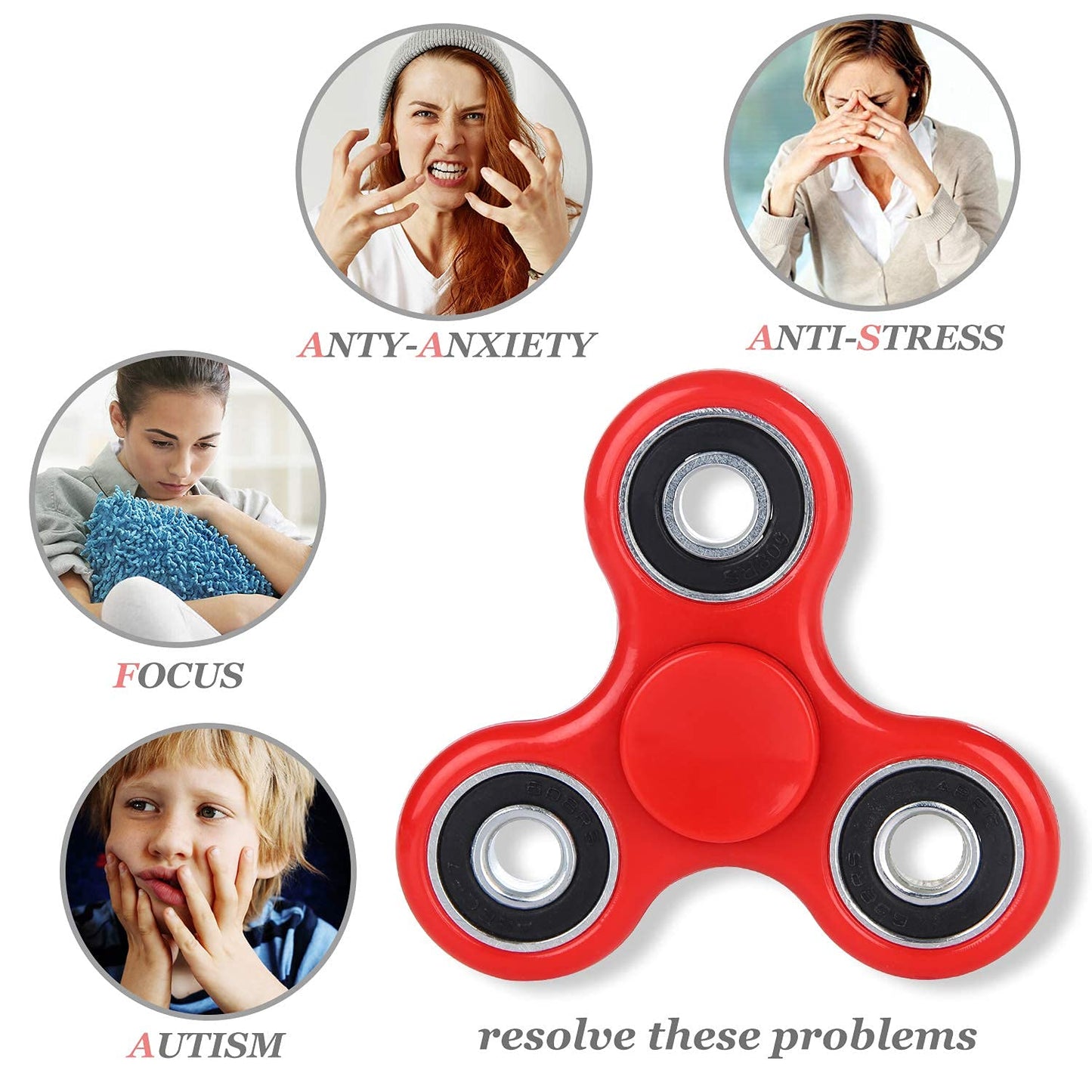 Scione Fidget Spinner Bulk 10 Pack Tri-Spinner Office Desk Classroom Adhd Anti Anxiety Focus Finger Fidget Spinners Stress Relief Toys Gifts For Adults Kids Party Favors Easter Basket Suffers