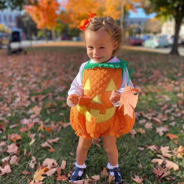 Beqeuewll Halloween Baby Costumes Boy Girl Pumpkin Outfits Sleeveless Bubble Romper Strap Bodysuit Toddler Cosplay Clothes(Strap