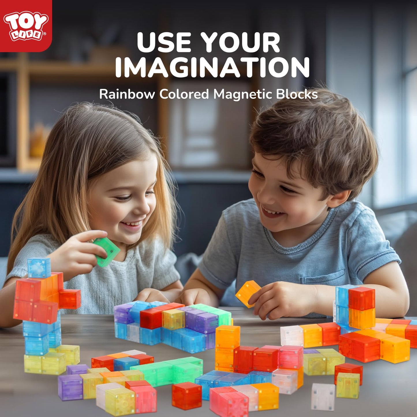Toy Life 64Pcs Magnetic Blocks For Kids Ages 4-8, Magnetic Building Blocks For Toddlers 3-5, Magnet Blocks, Magnet Toys For Toddlers, Kids Blocks