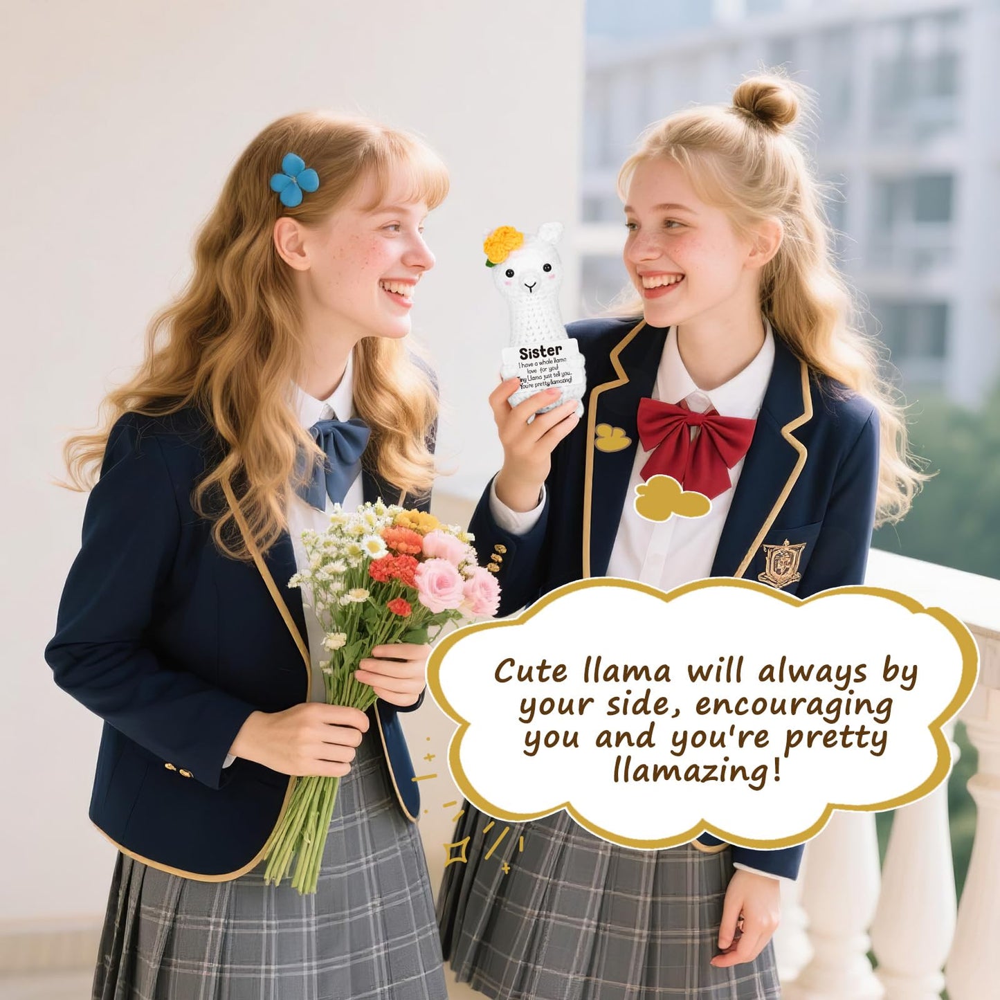 Christmas Sister Gifts from Sisters  Birthday Stocking Stuffers Sister Gifts for Women Girls mature-themed  I Love You Sister in Law Bestie Soul Sister Gifts Presents Small Cute Handmade Knitted Crochet Llama