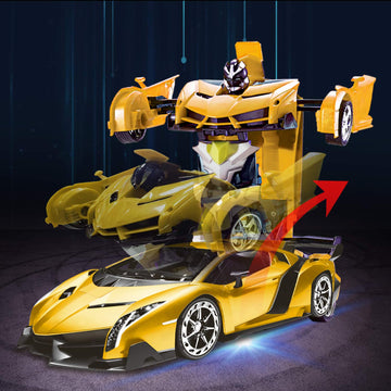 AMENON Remote Control Transform Car Robot Boys Christmas Toys with Lights RC Car 2.4Ghz 1:18 Rechargeable 360Rotating Race Car C