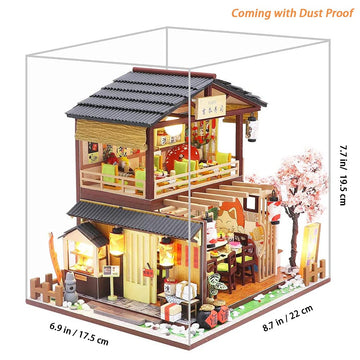 Gudoqi Diy Miniature Dollhouse Kit, Tiny House Kit With Furniture, Miniature House Kit 1:24 Scale Japanese Style Shop, Great Handmade Crafts Gift For Birthday Christmas Day