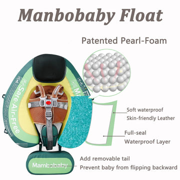 Ultibe Baby Pool Float with Canopy, Soft Waterproof Fabric, for 3-24 Months, Avocado Green