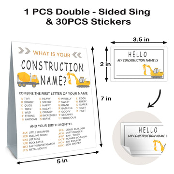What is your Construction Name game - Construction Birthday Party Game, Boy Birthday Supplies, Activity, Decorations(1Constructi
