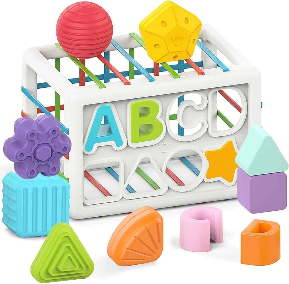 Samip Baby Shape Sorting Montessori Sensory Toys With Blocks Shape Sorting Toy With Elastic Bands Motor Skill Toy Early Learning