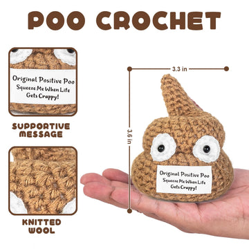 Emotional Support Crochet Poop  Positive Poo - Cute Crochet Potato Partner - Gag Gifts for Men  Funny Gifts for Dad Coworkers Friends - White Elephant Gifts for mature-themeds  Mens Stocking Stuffers
