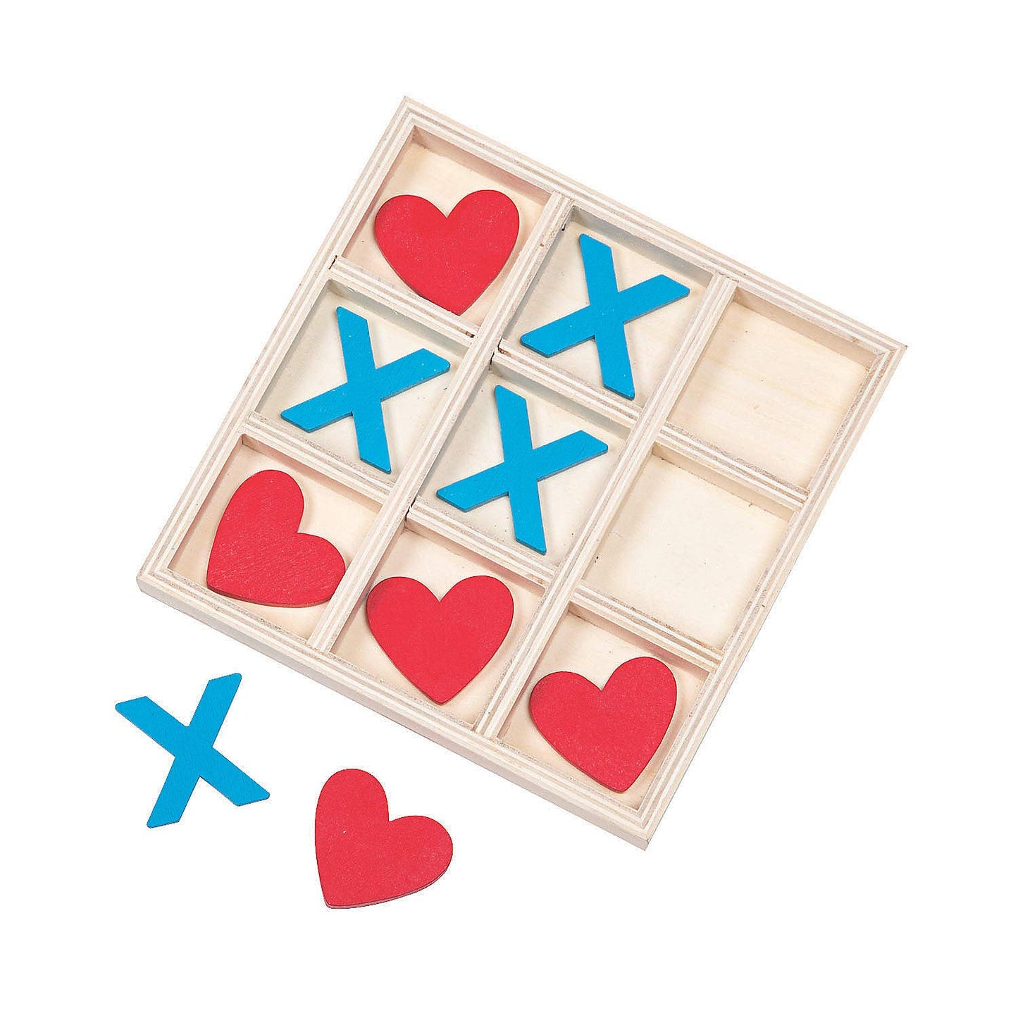 Fun Express Valentine Wooden Tic Tac Toe Game - Toys - 10 Pieces