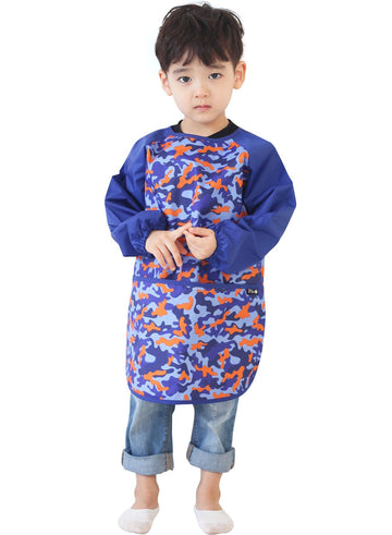 Plie Waterproof Kids Art Smocks 37 Colors (Age 1-10, S-Xxl Size), Blue Camo (35-Xl)