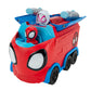 Marvel Spidey and His Amazing Friends 3-in-1 Web Spinning Hauler Vehicle - 8-Inch, Multicolor, Model SNF0081, PVC Material