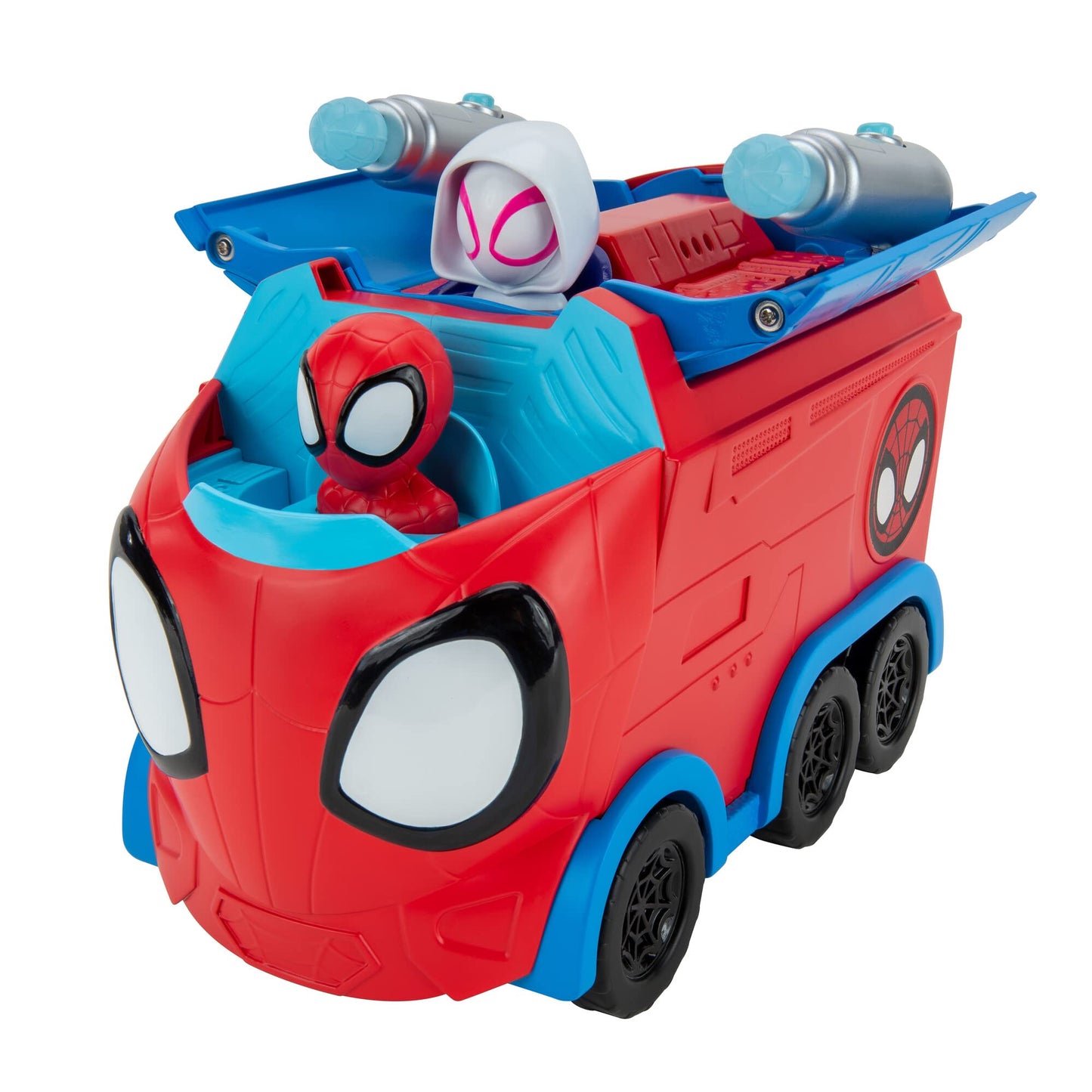 Marvel Spidey and His Amazing Friends 3-in-1 Web Spinning Hauler Vehicle - 8-Inch, Multicolor, Model SNF0081, PVC Material