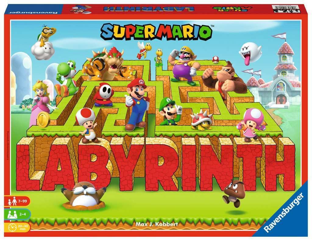 Ravensburger Super Mario Labyrinth Board Game - Dynamic Maze for 2-4 Players, Ages 7+, Cardboard, Youth Large, White