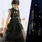 Isswya Girls Black Dress Up Costume For Kids Halloween Cosplay Party Dress With Wig Belt Socks 7-8Y