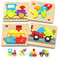 Wooden Puzzles Toddler Toys For 1 2 3 Years Old Boys Girls, 4 Vehicle Shape Learning Educational Blocks Birthday Gifts Sensory T