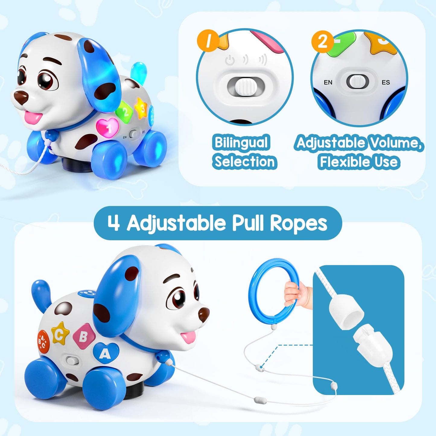 Musical Toy For 1 Year Old Boy Girl, Baby Toys 6-12-18 Months, Puppy Toddler Learning Toy For 1 Year Old Girl Gift, Bilingual Ed