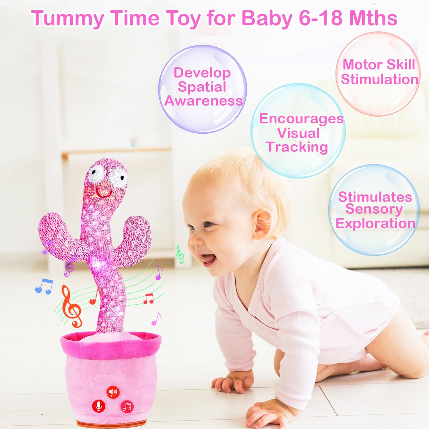 Rechargeable Dancing Talking Cactus Toy  Interactive Cactus Baby Toy Mimicking Singing  Educational Baby Toys w/ 51 limited availability English Songs for Babies  Baby Girl Toys Gifts  Stocking Stuffers for Kids