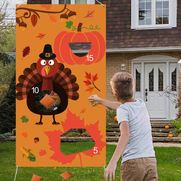 Tifeson Thanksgiving Games - Thanksgiving Bean Bag Toss Game With 3 Bean Bags For Kids Adults - Turkey Hanging Toss Game Banner Fall Thanksgivng Decorations Supplies