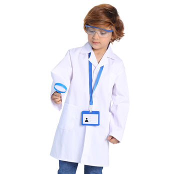 Togrop 4Pcs Doctor Scientist Lab Costume For Kids Role Play Thick White Coat Birthday Party Gift 2-4 T