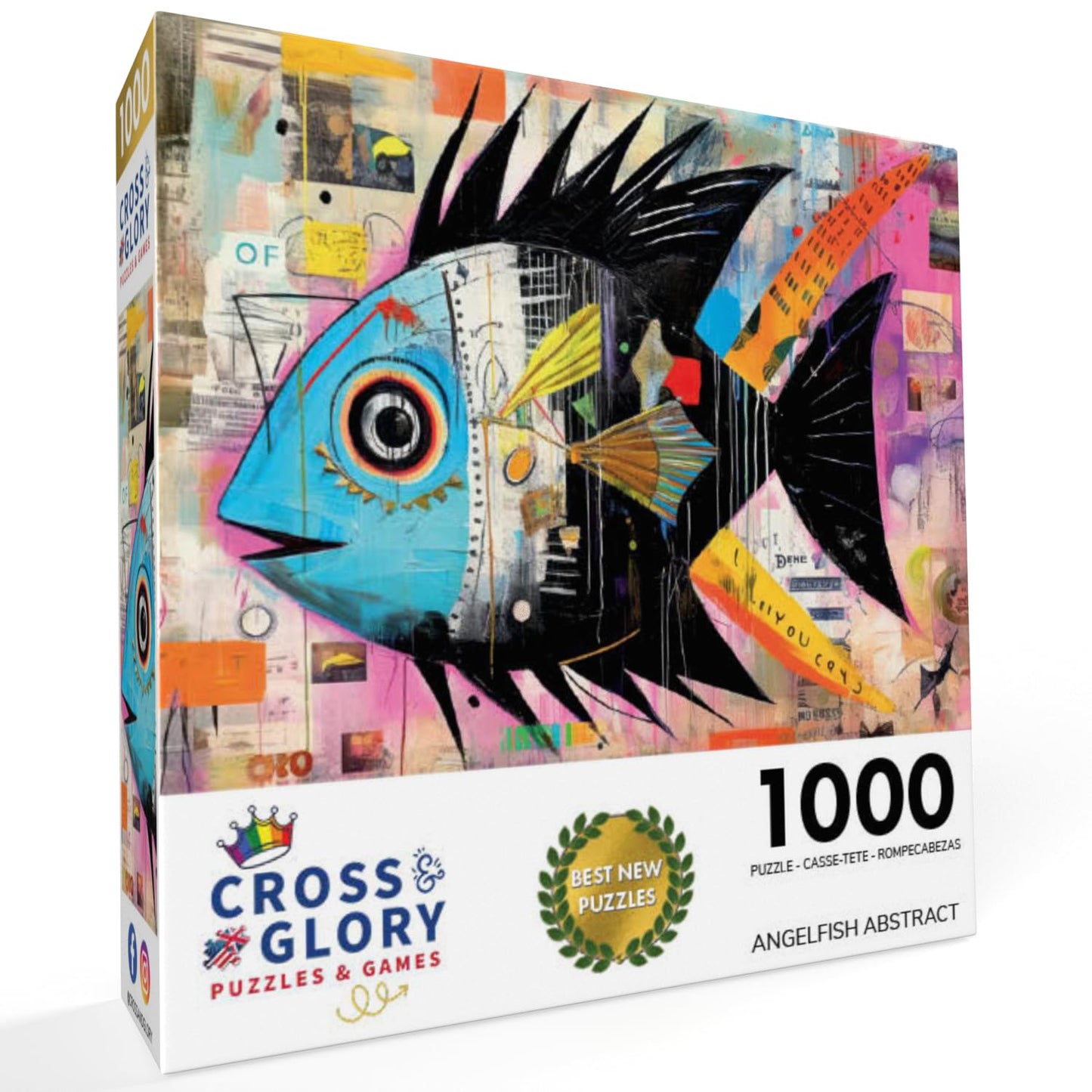 Cross & Glory 1000 Piece Jigsaw Puzzle - Angelfish Abstract, Large Size, Durable 1.8mm Cardboard, Challenging Brain Teaser