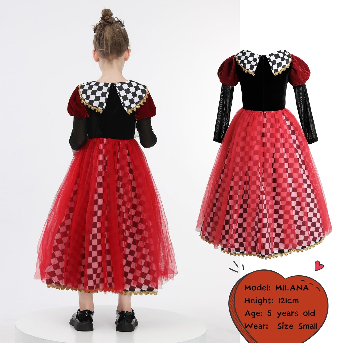 Nspstt Royal Red Queen Costume For Girl Halloween Dress Queen Of Hearts Costume