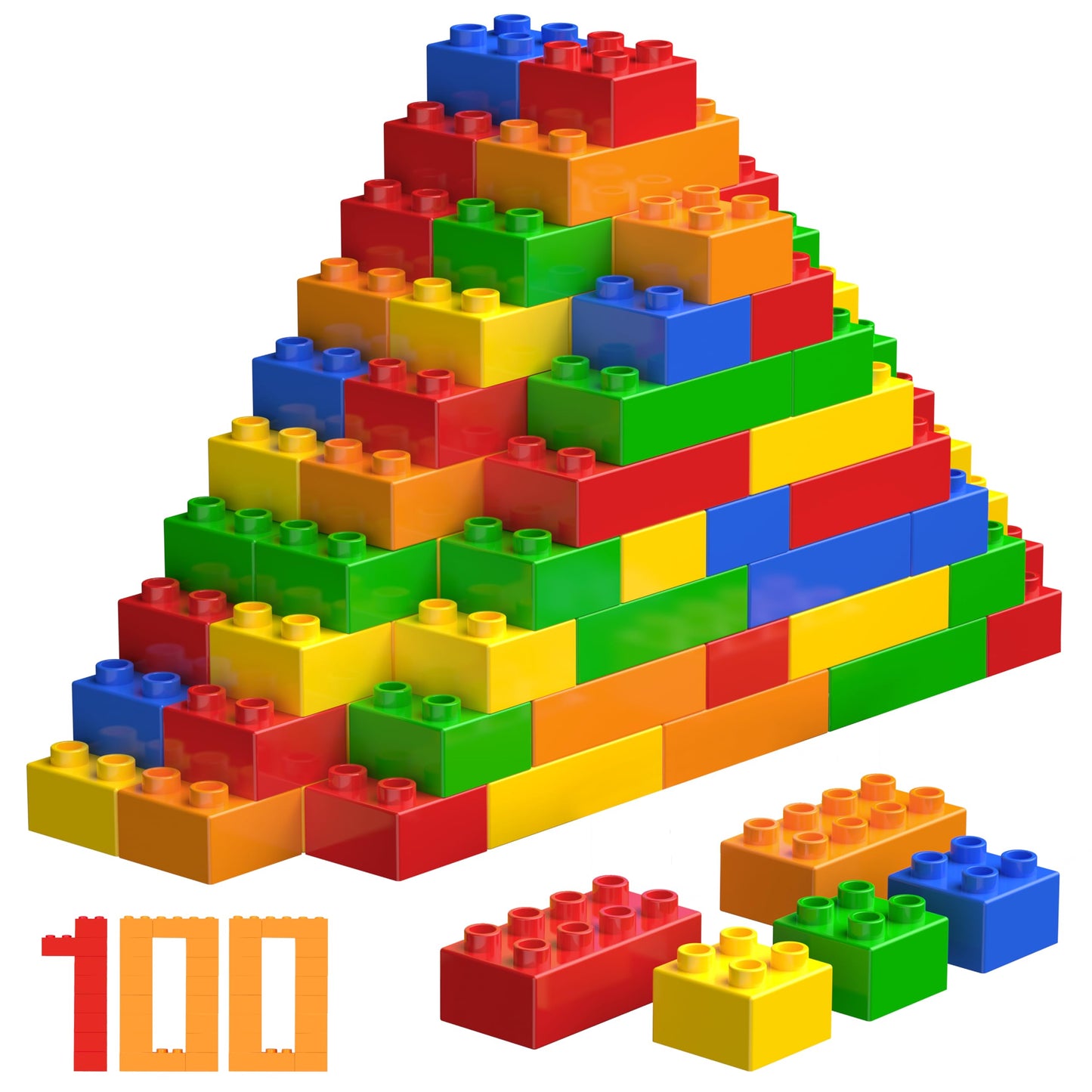 Wyswyg Big Building Blocks Set For Ages 3-5, Large Bricks, Compatible With Major Building Systems, Kids Stacking Blocks For Ages