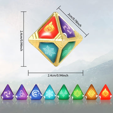 Genshin Impact Genius Invokation Tcg Elemental Dice Game Props Accessories Collection Toys (8 Pcs)