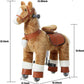 PONYEEHAW Ride on Horse Toy for Kids, Brown Plush Animal, 25.9" L x 12.2" W x 28.3" H, Ages 3-
