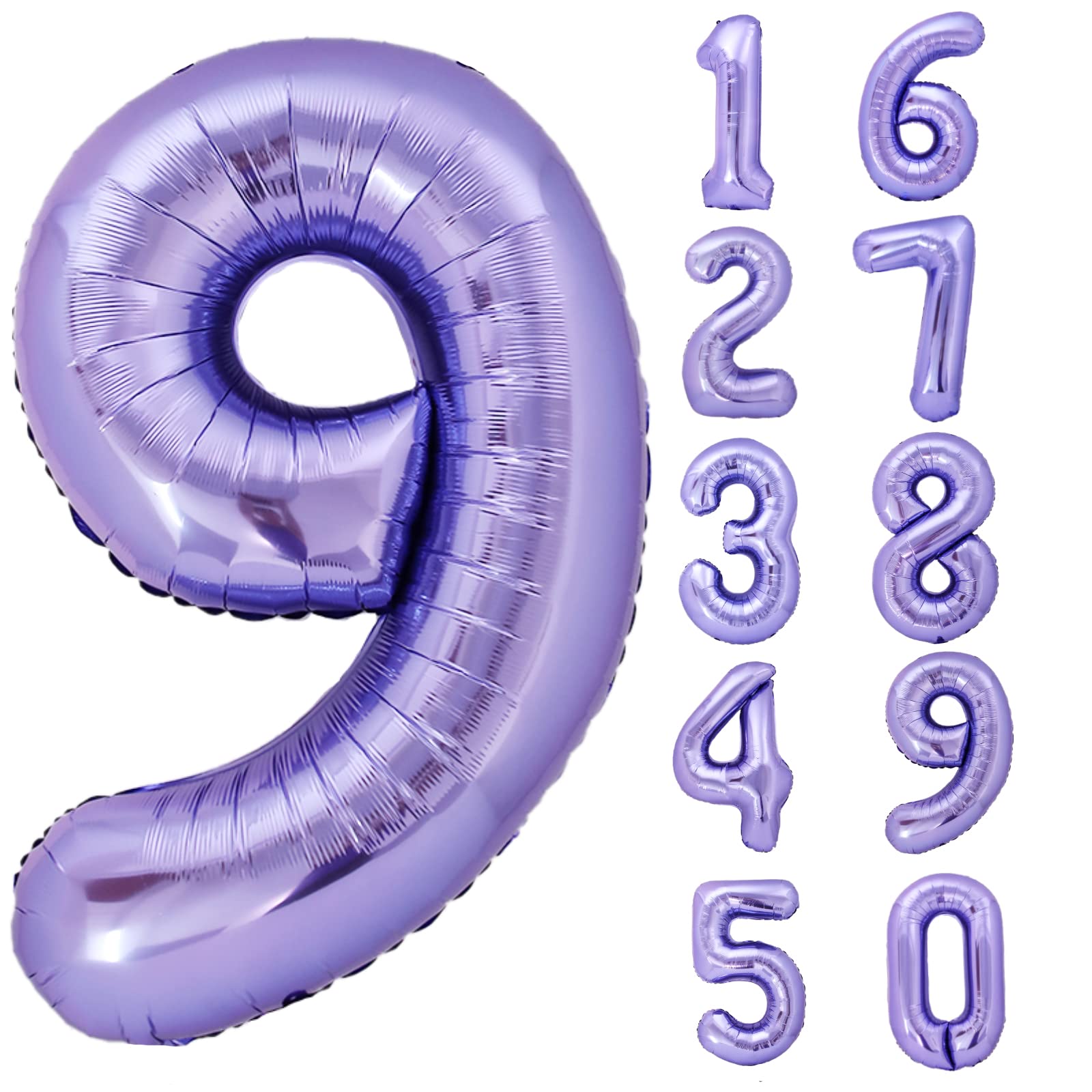 40 Inch Giant Purple Number 9 Balloon, Helium Mylar Foil Number Balloons For Birthday Party, 9Th Birthday Decorations For Kids,