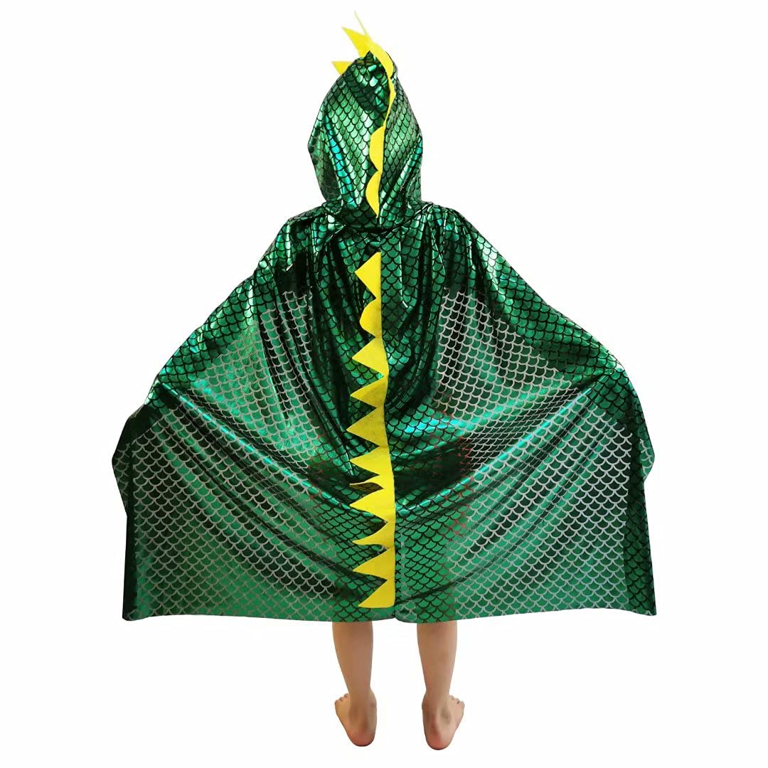 Qiaoniuniu Dinosaur Costumes Green Dragon Cape Halloween Dress Up Clothes 3-8 Years Old