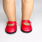 18'' American Doll Shoes- Mary Jane Matte Black, Red, White, Pink, Shiny Black Shoe (18'' Doll, Red)