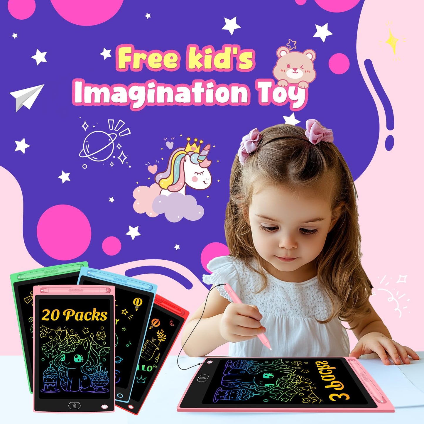32 Pack LCD Writing Tablet for Kids - Erasable and Reusable Toddler Doodle Board in 8.5 inch, Ideal Drawing Pad for Learning Toy