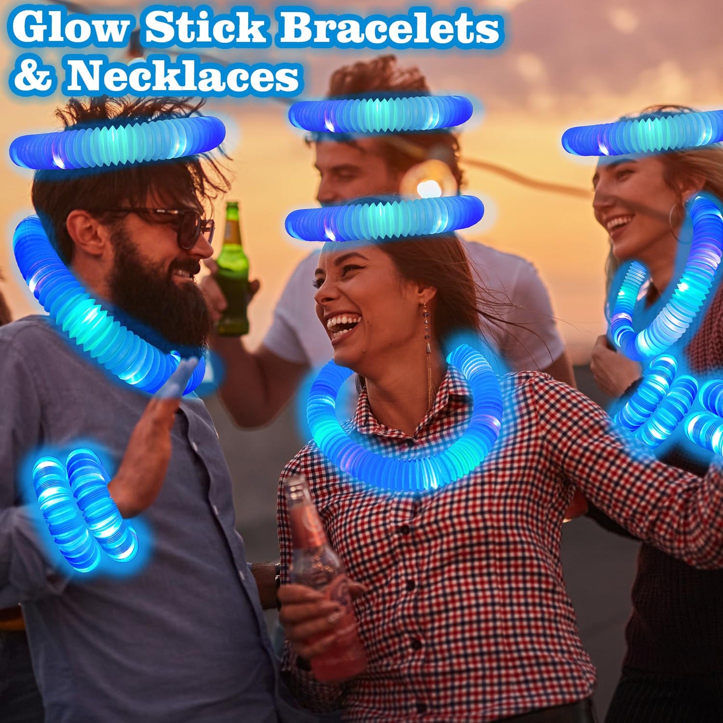 Kannove 12 PCS Blue Glow Sticks Party Favors for Kids, Light Up Pop Tubes Party Favors for Toddlers, Party Goodie Bag Stuffer Fi