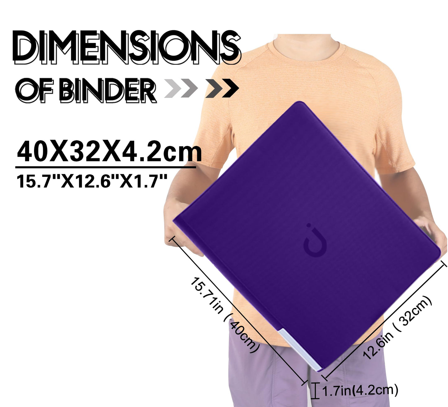 D DACCKIT Toploader Binder  Holds 288 Toploaders - 9 Pocket Top Loader Binder for 3 x 4 Rigid Card Holders for Trading Cards or Sports Cards(Model C - Classic Purple)