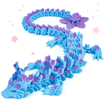zhancydeal 3D Printed Cherry Blossom Crystal Dragons (Purple Blue)