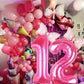 Kwuz 40 Inch Pink Number 12 Balloon with Mini Bow Balloons for Girls 12th Birthday Party Decoration, Pink Princess Western Cowgi