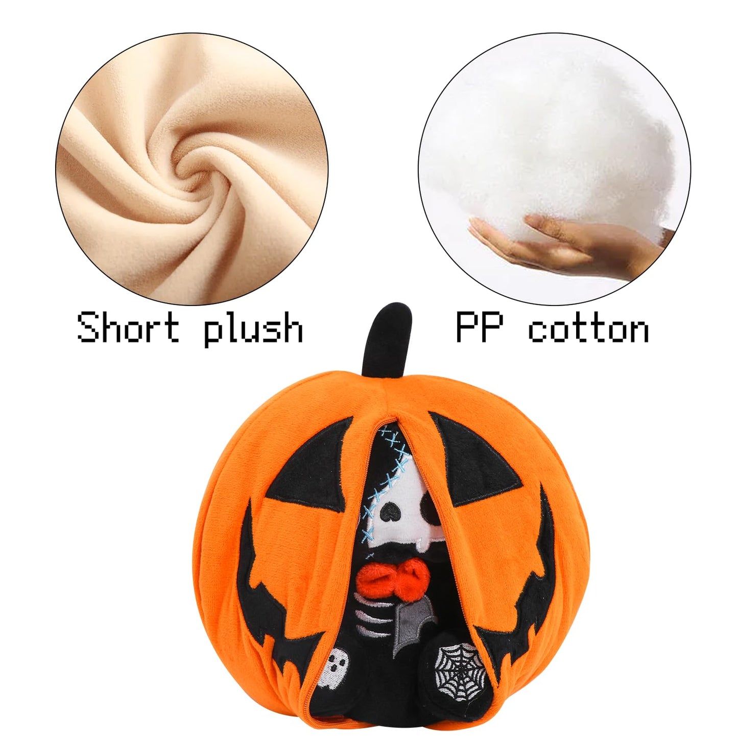 yohica Christmas Halloween Pumpkin Plush Toy,8'' Reversible Halloween Vampire Bear Cat Stuffed Animals with Vampire Cloak,Pumpki