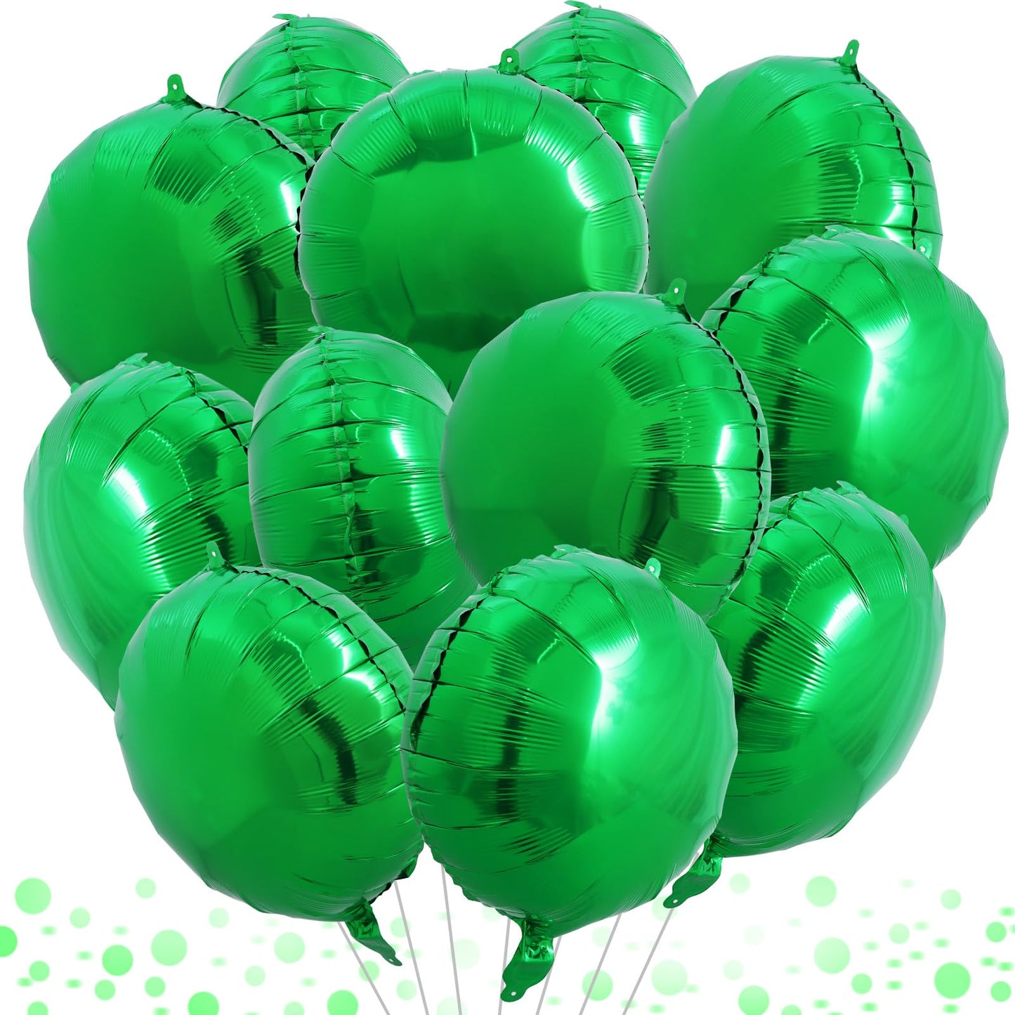 TONIFUL 30Pcs 18 Inch Round Balloons Large Green Round Shape Foil Balloons Big Green Round Helium Mylar Decorations for Birthday