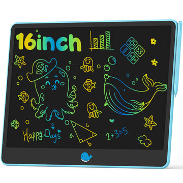Hockvill Lcd Writing Tablet For Kids 16 Inch, Toys For Girls Boys Drawing Pad For 3 4 5 6 7 8 Year Old Kid, Toddler Magnetic Doodle Board Travel Essentials Christmas Birthday Gift For Children (Blue)