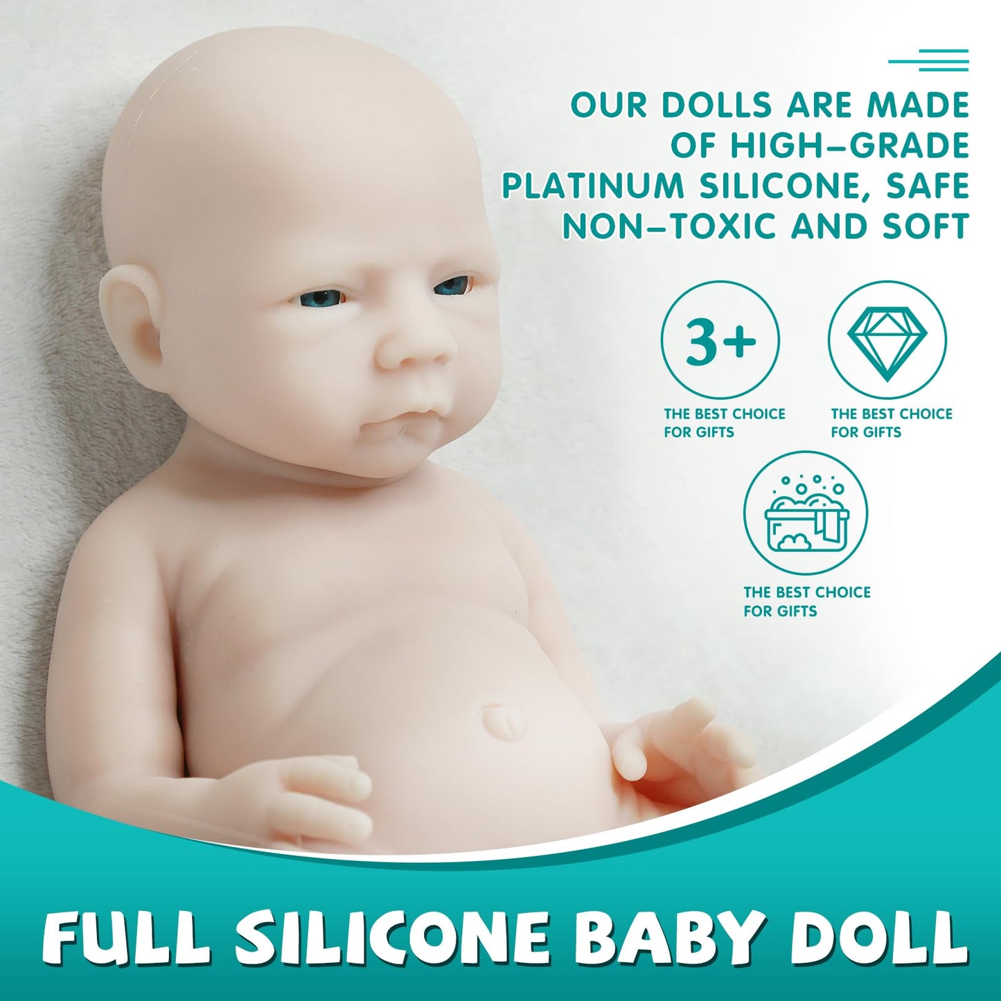 Aisite Silicone Baby Doll Girl Unpainted - 18 Inch Realistic Reborn Baby Dolls, Christmas Birthday Gifts, Suitable For 3+