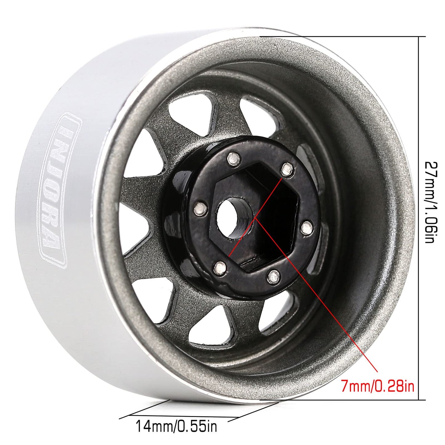 Injora 1.0 Beadlock Wheel Stamped Steel Beadlock Deep Dish 1.0  Wheels For 1/18 Trx4M Axial Ax24 Scx24 Gladiator Deadbolt Bronco