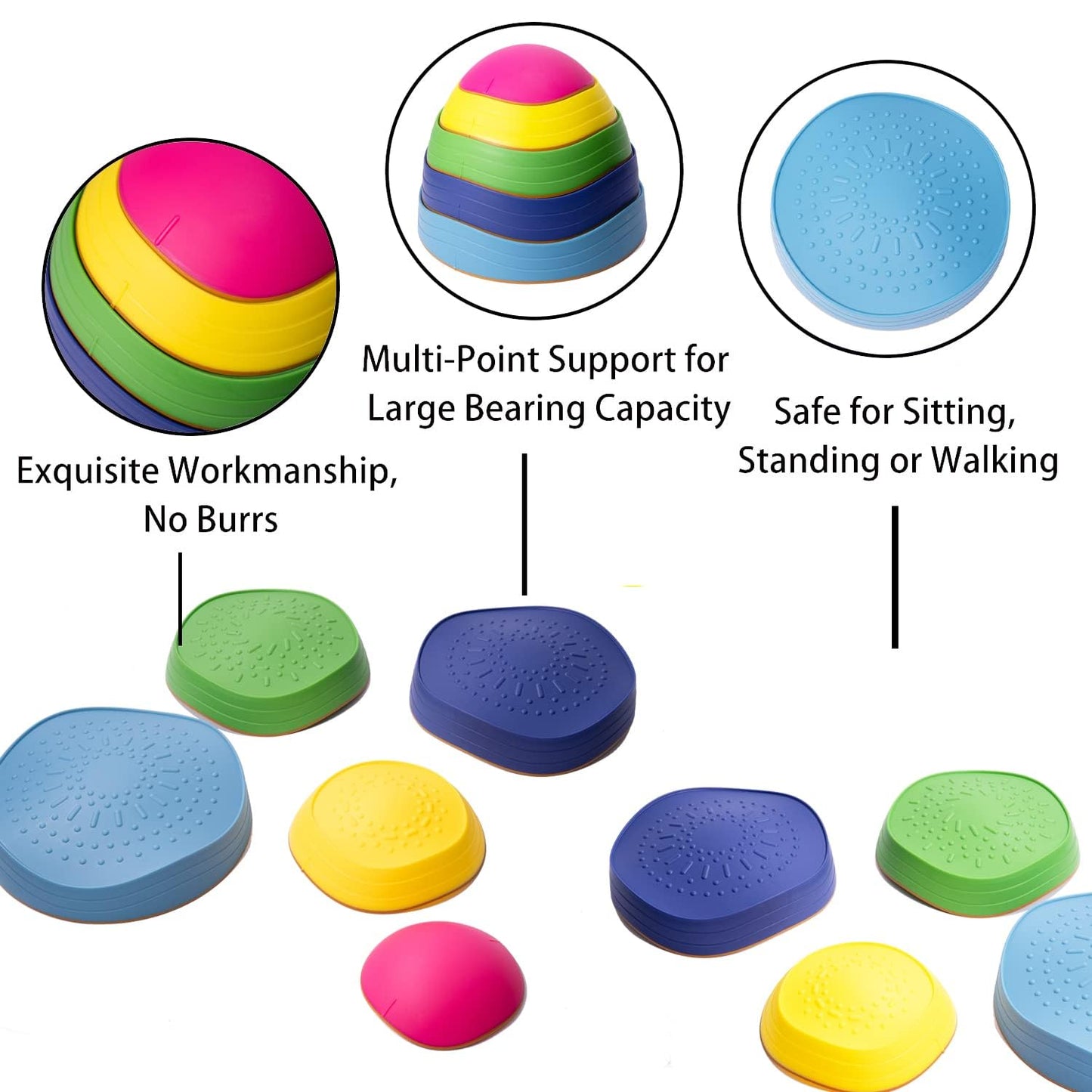 Party Club Of America 5Pcs Stepping Stones For Kids, Plastic Balance Non-Slip Jumping Stones For Kids And Family, Coordination Game Toys