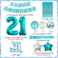 21St Birthday Decorations For Women Girls Her Teal - Happy Birthday Banner Cake Topper Birthday Girl Sash Number 21 Foil Balloon