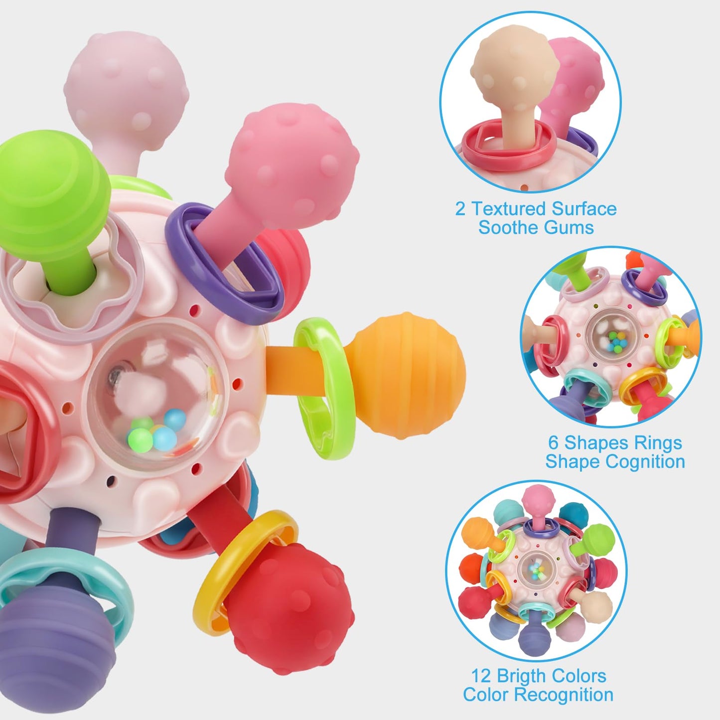 Baby Montessori Sensory Toys for 0-6 6-12 Months, Baby Teether Teething Toys for Babies 0 3 6 9 12 18 Months, Newborn Infant Lea