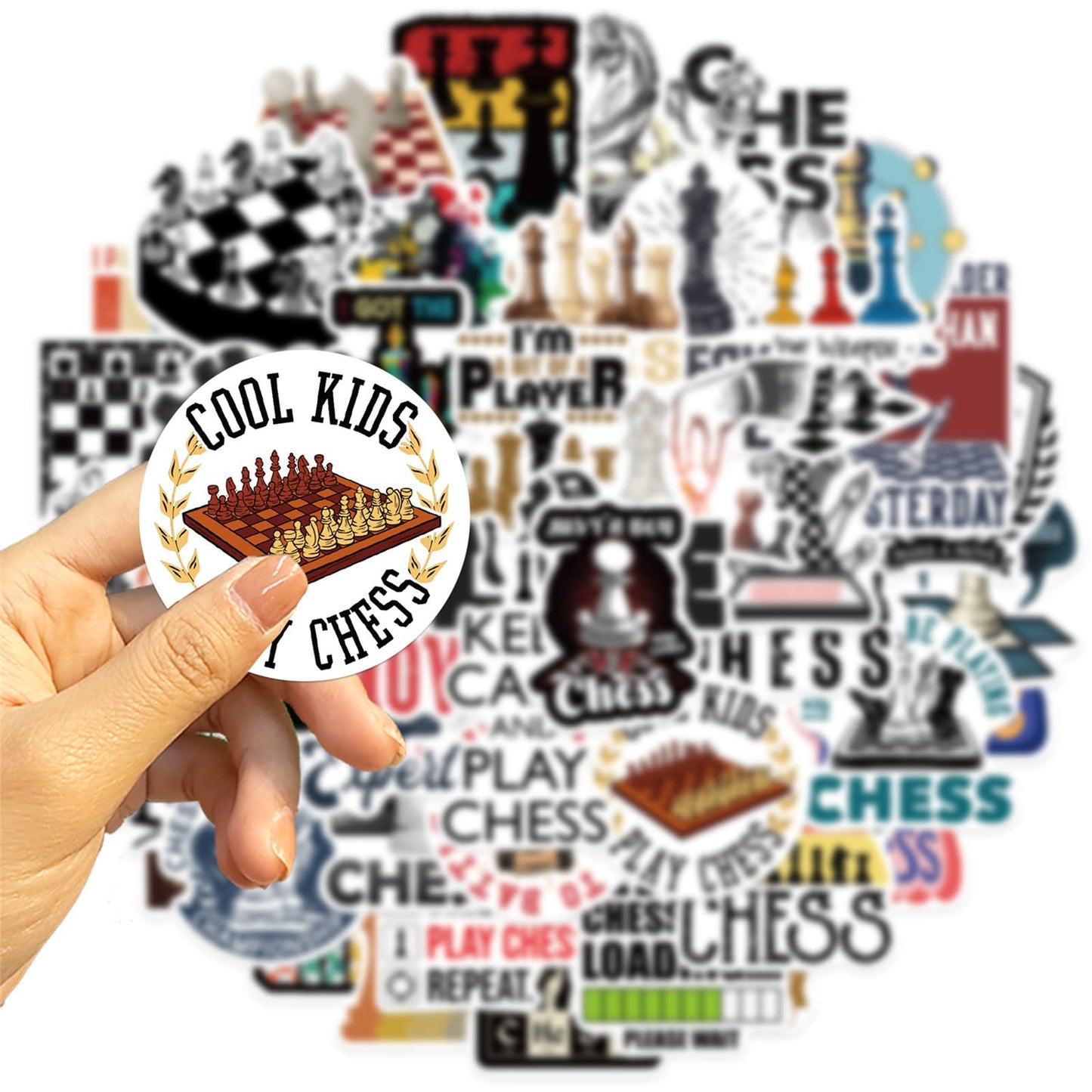 50 Pcs Chess Stickers,Chess Decorations, Funny Game Vinyl Stickers For Laptop,Scrapbook,Water Bottle,Phone,Gifts For Chess Playe